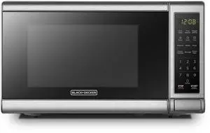 EM720CB7 Digital Microwave Oven with Turntable Push-Button Door, Child Safety Lock, 700W, Stainless Steel, 0.7 Cu.ft