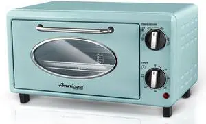 by Maximatic Americana Collection ETO147M Diner 50s Retro Countertop Toaster oven, Bake, Toast, Fits 8 Pizza, Temperature Control & Adjustable 60-Minute Timer 1000W, 2 Slice, Mint
