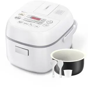 Mini Rice Cooker, 3 Cups Uncooked Small Rice Cooker, Steamer & Warmer, With Fuzzy Logic And One-Touch Cooking, 24 Hour Delay Timer And Auto Keep Warm Feature, White