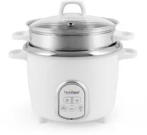 Housewares NutriWare 14-Cup (Cooked) Digital Rice Cooker and Food Steamer, White