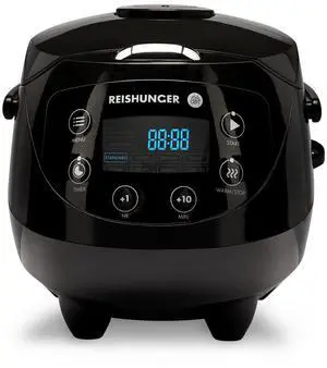 Digital Mini Rice Cooker & Steamer, Black with Keep-Warm Function & Timer - 3.5 Cups - Small Rice Cooker Japanese Style with Ceramic Inner Pot - 8 Programs - 1-3 People