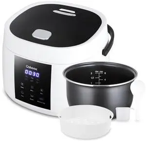 Rice Cooker Small,6-Cup (Uncooked) / 12-Cup (Cooked),6-in-1 Multi Cooker,Electric Smart Rice Cooker,Portable Non-Stick Rice Maker With Steamer Basket,12 Hours Timer Delay & Keep Warm Function