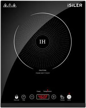 Portable Induction Cooktop,  1800W Sensor Touch Electric Induction Cooker Hot Plate with Kids Safety Lock, 6.7" Heating Coil, 18 Power 17 Temperature Setting Countertop Burner with Timer