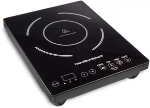 Beach Portable Single Induction Cooktop Countertop Burner Hot Plate with Fast Heating Mode, 1800 Watts, 10 Temperature Settings up to 450F, Black (34104)