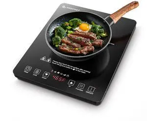 Portable Induction Cooktop 20 Temperature & Power Levels, 1800W Induction Stove Burner with 6.8" Heating Coil, Low Noise Hot Plate Single Electric Cooktops Countertop Stove with Timer