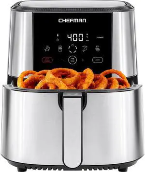 TurboFry® Touch Air Fryer, XL 8-Qt Family Size, One-Touch Digital Control Presets, French Fries, Chicken, Meat, Fish, Nonstick Dishwasher-Safe Parts, Automatic Shutoff, Stainless Steel