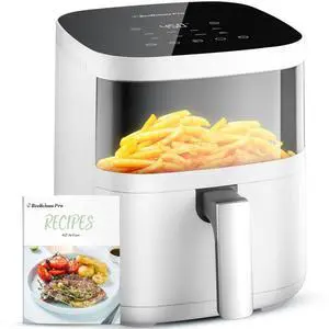 Air Fryer,  8-in-1 Smart Compact 4QT Air Fryers, with Viewing Window, Shake Reminder, 450°F Digital Airfryer with Flavor-Lock Tech, Dishwasher-Safe & Nonstick, Fit for 1-3 People, White