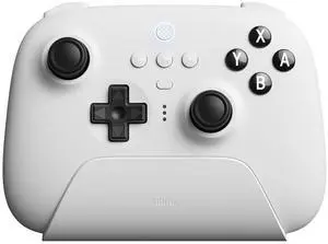 Ultimate Bluetooth Controller with Charging Dock, Wireless Pro Controller with Hall Effect Sensing Joystick, Compatible with Switch, Windows and Steam Deck (White)