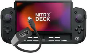 Nitro Deck+ with HDMI Adapter - Handheld Pro Controller for Nintendo Switch & OLED Model - TV Dockable - Programmable Sidekicks & Back Buttons - True Collection System (Clear Black Edition)