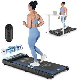 Walking Pad Treadmill Under Desk, Portable Mini Treadmill for Home/Office, Walking Jogging Machine with 2.5HP and 265 lbs Weight Capacity Remote Control LED Display