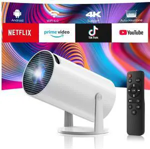 Projector with WiFi and Bluetooth, Mini Projector, 4K 1080P Support Portable Wireless Movie Projectors 220° Rotatable 130'' Screen Auto Keystone Compatible with HDMI/iPhone/TV Stick for Bedroom Indoor
