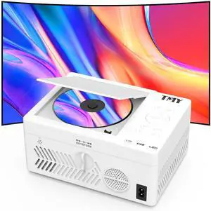 Bluetooth Projector with DVD Player Built in, 1080P Mini Projector, Portable DVD Projector for Outdoor Movies, Compatible with Smartphone/PC/TV Stick/HDMI/USB/TF