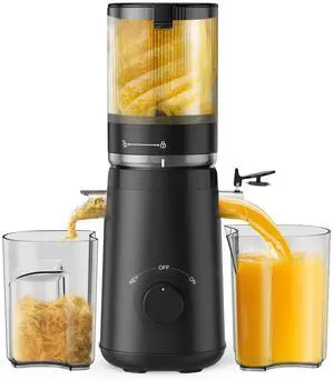 Juicer Machines,  Cold Press Juicer with 5.3" Extra Large Feed Chute Fit Whole Fruits & Vegetables Easy to Clean, High Juice Yield, BPA Free (Black)