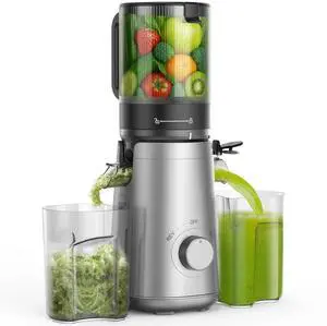 Juicer Machines, 5.8" Wide Feed Chute Cold Press Juicer for Whole Vegetables & Fruits, High Juice Yield, BPA Free (Slivery)
