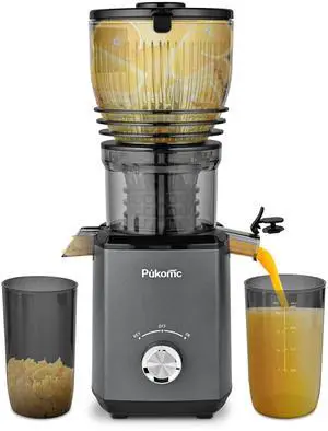 Cold Press Juicer,5.8" Wide Feed Chute Juice Extractor Machine with 300W,Slow Masticating Juicer for Whole Vegetables & Fruits,High Juice Yield,Easy to Clean,Grey