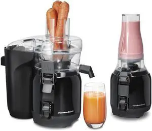 Juice & Blend 2-in-1 Juicer Machine and 20 oz. Blender, Big Mouth Large 3 Feed Chute for Whole Fruits and Vegetables, Easy to Clean, Centrifugal Extractor, 800W Motor, Black (67970)