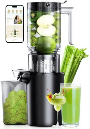 Juicer Machines with 5.4" Extra Large Feed Chute, Cold Press Juicer for Whole Vegetables and Fruits, High Juice Yield, Slow Masticating juicer Easy to Clean for Batch Juicing,Black