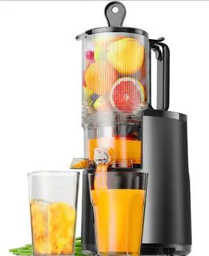 Cold Press Juicer,  5.6" Extra Large Feed Chute Slow Masticating Juicer, 250W Juicer Machines, 99.6% High Juice Yield,for Whole Vegetables & Fruits, Reverse Function, Easy to clean.Black