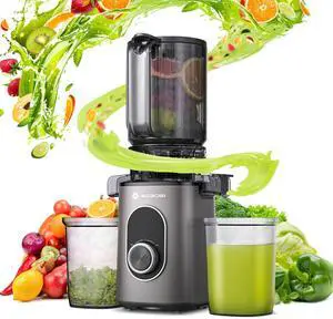 Cold Press Juicer, 4.35" Large Feed Chute Masticating Juicer Machines (Upgrade) High Juice Yield Slow Juice Extractor fit Fruits &Vegetables, Easy to Clean, New Designed for Home and Travel