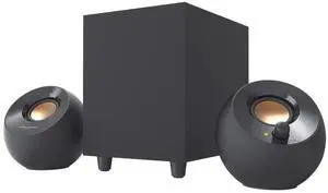 Pebble Plus 2.1 USB-Powered Desktop Speakers with Powerful Down-Firing Subwoofer and Far-Field Drivers, Up to 8W RMS Total Power for Computer PCs and Laptops (Black)
