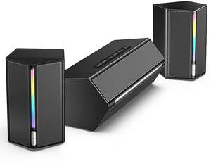 Computer Speakers System with Subwoofer, Gaming Speaker for PC with RGB, Volume Control, Monitoring, 3.5mm Aux Input, AC Powered Speakers for Desktop Mobile TV-AmpliGame A22