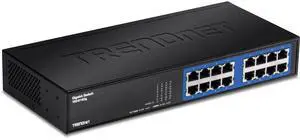 16-Port Unmanaged Gigabit GREENnet Desktop Metal Switch, Ethernet Splitter, Fanless,16 x RJ-45 Ports, 32 Gbps Forwarding Capacity, TEG-S16DG