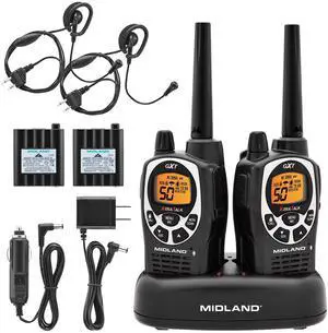 GXT1000VP4 GMRS Two-Way Radio (50-Channel, Long Range, 142 Privacy Codes, SOS, NOAA, Rechargeable Nickle Battery, Black/Silver, 2-Pack)