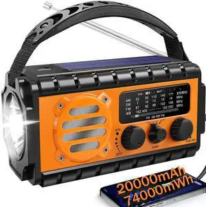 _Mega Brand 74000mWh Emergency Radio with NOAA Weather, Portable Hand Crank SW/AM/FM Survival Radio with Fast Charge Rechargeable Solar Battery, Flashlight, Reading Lamp,SOS Sirenor Home Outdoor