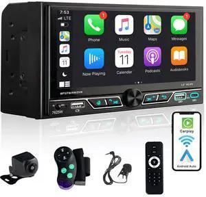Double Din Car Stereo Compatible with [Wireless] Apple CarPlay/Android Auto 6.8 Inch Touchscreen Bluetooth AM/FM Radio 2X USB (Both 2.1A Fast Charge) Backup Camera