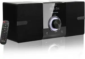 Compact Stereo System Speakers with CD Player, Bluetooth, FM Radio, Aux-in, USB-in, Earphone Jack, DSP-Tech, Remote, 30W Crisp-Sound Shelf Stereo System for Home