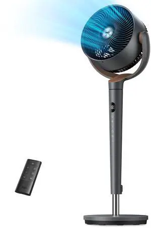 Fan for Bedroom, 120° Oscillating Standing Fans, Quiet Floor Fan with DC Motor, 100ft Pedestal Fans for Room, 9 Speeds, 4 modes, 20dB, 120° Manual Vertical, 37-42" Adjustable Height, 9H Timer