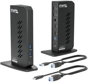 USB 3.0 and USB-C Universal Laptop Docking Station with 2 HDMI Ports for Windows, Mac (Driver Required), and ChromeOS. Gigabit Ethernet, Audio
