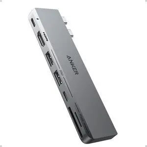 USB C Hub for MacBook, 7-in-2 with 4K HDMI, Compatible with Thunderbolt 4, 1 Type C and 2 USB A Data Ports for MacBookPro 13 Inch, MacBookAir M1 / M2, and More