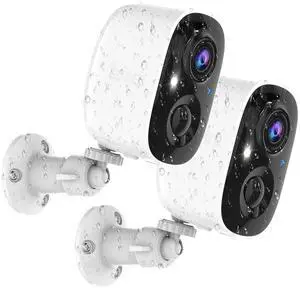 Security Cameras Wireless Outdoor,2K Indoor WiFi Wireless Cameras,Outside Battery Powered Camera for Home Security,AI Motion Detection,Color Night Vision,Spotlight,Siren Alarm,SD/Cloud Storage,2 Pack
