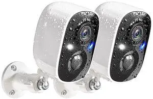Security Cameras Wireless Outdoor, 2K Color Night Vision AI Motion Detection 2-Way Talk Battery Powered WiFi Home Indoor Camera IP65 Weatherproof Spotlight Siren Alarm Cloud/SD Storage 2-Pack