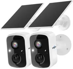 Solar Security Cameras Wireless Outdoor 2 Pack, Battery Powered 3K 4MP wifi Cameras for Home Surveillance, PIR/AI Motion Detection, Waterproof, Color Night Vision, 2-Way Audio, Cloud/SD Storage