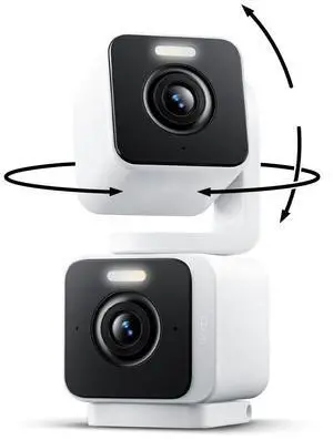 Duo Cam Pan Indoor/Outdoor IP65 2K 360° Pan/Tilt Smart Home Security Camera with Color Night Vision, Compatible with Alexa & Google Assistant, White