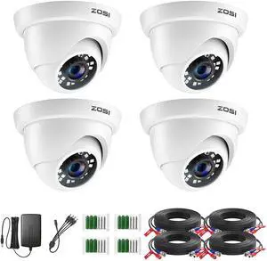 4 Pack 2MP 1080p HD-TVI Home Security Camera Outdoor Indoor 1920TVL, 24PCS LEDs, 80ft Night Vision, 90°View Angle, Weatherproof Surveillance CCTV Dome Camera