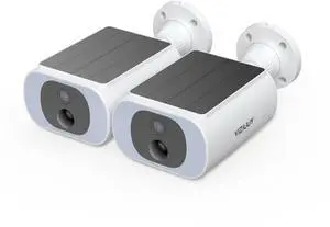 Solar Camera Outdoor Wireless 2 Pack, 2K Cameras for Home Security with Embedded Solar Panel, WiFi Surveillance Camera, Colorful Night Vision, 2-Way Audio, Continuous Power, Work with Alexa