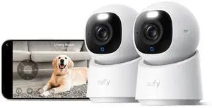 Indoor Cam E30 2-Cam Kit, Latest Generation, 4K UHD Security Camera, Pet/Dog/Baby Camera with Phone app, Color Night Vision, Human/Pet Auto Tracking, 360 Pan-Tilt, Works with Homekit