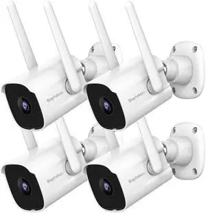 2K Home Security Cameras, 4 Pack Wired WiFi Outdoor Security Cameras with Night Vision, Two-Way Audio, 2.4G WiFi, IP66, Motion Detection Alarm - P30