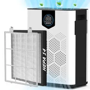 Air Purifiers for Home Large Room Up to 3000 Ft² with 2xH14 HEPA Filters, Air Purifiers for Pets Bedroom with Washable PreFilters, 2 TIMES Purification Speed In Turbo Mode for Dust, Hair, Odor
