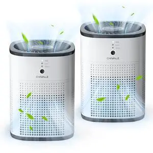 2 Pack  Air Purifiers for Bedroom with True HEPA Filter for Smoke, Dust, Pollen, Pet Dander, Small Air Purifiers for Home Bedroom, Quiet Air Cleaner with 24dB Sleep Mode, White & Black
