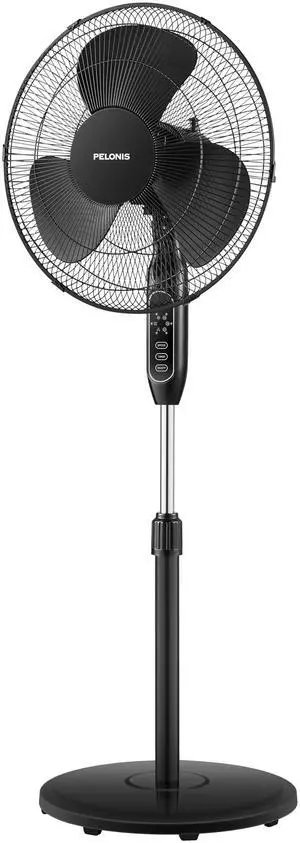 16'' Pedestal Fan for Bedoom, Remote, Standing Fan with 7-Hour Timer, 90° Oscillation, 3-Speeds, Adjustable Height, Electric Cooling Fans for Living Room and Office