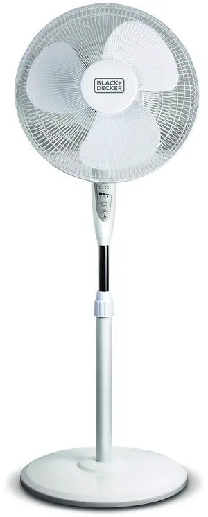 16" Stand Fan with Pedestal Base, Height Adjustable Pedestal Fan with Remote and Touch Control Panel, Free Standing Fan with 90-Degree Oscillating and 3-Speed Settings, White