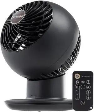 IRIS USA WOOZOO Air Circulator Fan with Remote, Oscillation, 5 Speeds, 82ft Max Air Distance, 90° Adjustable Tilt, 30db Quiet Motor, Small Fan for Bedroom, Office, Dorm, Black