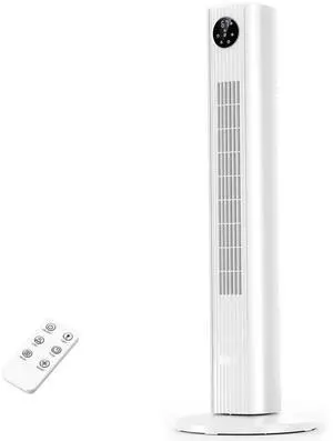 Tower Fan Portable Floor Fans 85°Oscillating Fan Quiet Cooling 12H Timer Remote Control Standing Bladeless Electric 3 Wind Speeds 4 Modes Bedroom Office,36 inch, White