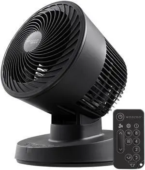 USA WOOZOO Air Circulator Fan with Remote, Oscillating, 3 Speeds, 56ft Max Air Distance, Adjustable Tilt, Quiet Motor, Small Fan for Bedroom, Office, Dorm, Black