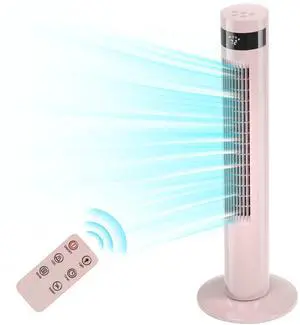 Tower Fan Portable Floor Fans 85°Oscillating Fan 36'' Quiet Cooling 12H Timer Remote Control Standing Bladeless Electric 3 Speeds Wind 3 Modes Bedroom Office(36 inch, Pink)