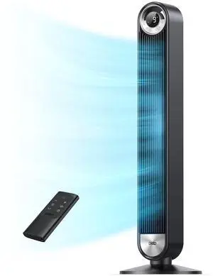 Tower Fan for Bedroom, Upgraded DC 9 Speeds 25dB Ultra-Quiet Floor Fan, 90° Oscillating Fans with 28ft/s Velocity, 12H Timer, Standing Fan, Bladeless Fan Powerful for Home Office Room